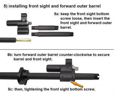 AKM (T.Marui GBB) CNC OD type Front Sight/Gas Block and Outer Barrel set