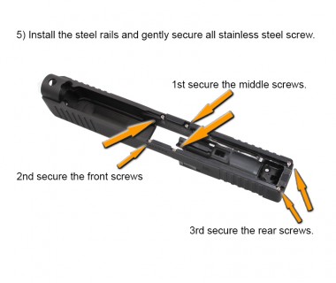 Glock 17Gen5 (T.Marui) CNC 6061 Aluminium Slide, Steel Rail & Barrel